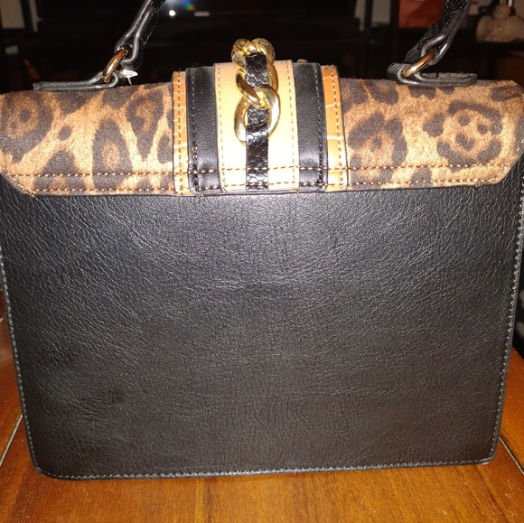 Aldo Baro Leopard Print and Black Satchel. NWT - Picture 3 of 5